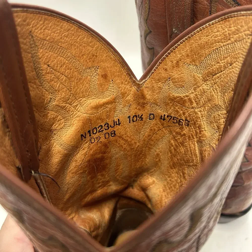 Vintage Lucchese 1883 Ostrich Leg Cowboy Boots “Brown”